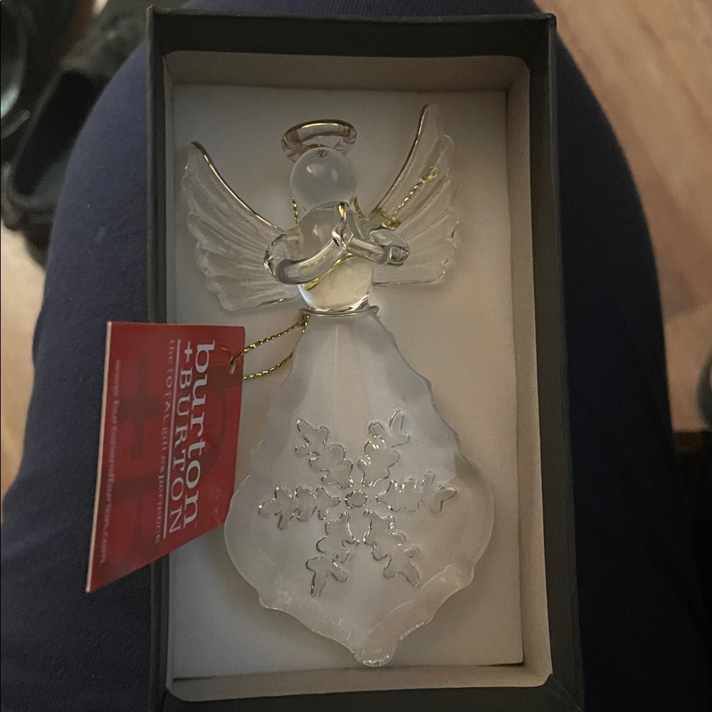 Burton & Burton CLEAR GLASS ANGEL ornament WITH HALO